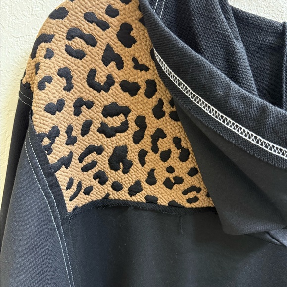 BiBi Black and Tan Leopard 3/4 Zip Hoodie - Picture 9 of 13